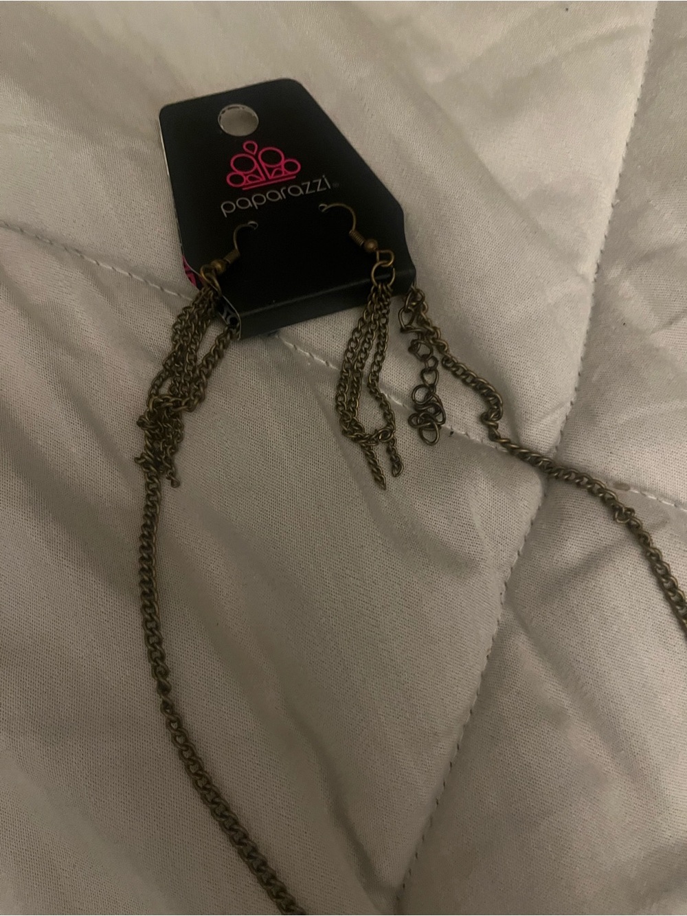 New Paparazzi Antique Brass Layered Chain Necklace and Earrings Set